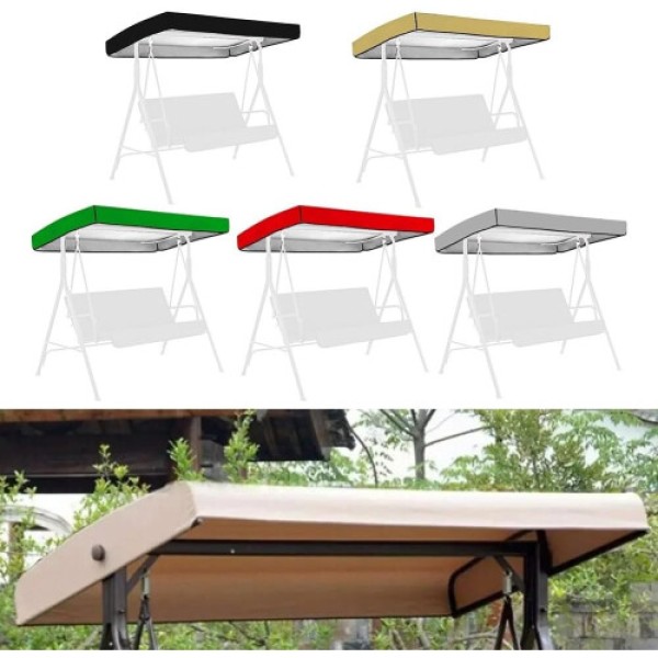 Kanopi pengganti untuk kursi ayun, ayunan taman, penutup kursi, outdoor, teras, ayunan, kanopi dengan lubang samping, 191 x 120 x 20 cm (beige)